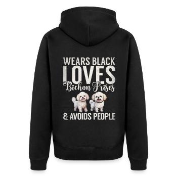 Bichon Frise Gifts - Unisex Premium Organic Zip Hoodie - black - Back - Nico (187cm)