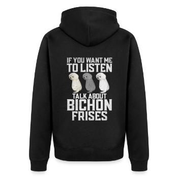 Cadeaux Bichon Frisé - Veste à capuche bio Premium Unisexe - noir - Dos - Nico (187cm)