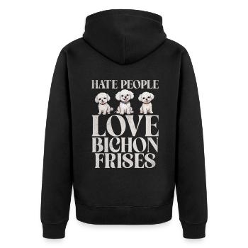 Cadeaux Bichon Frisé - Veste à capuche bio Premium Unisexe - noir - Dos - Nico (187cm)