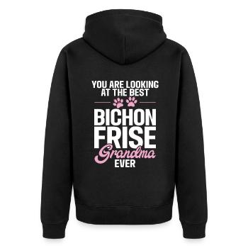 Cadeaux Bichon Frisé - Veste à capuche bio Premium Unisexe - noir - Dos - Nico (187cm)