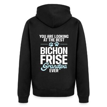 Bichon Frise Gifts - Unisex Premium Organic Zip Hoodie - black - Back - Nico (187cm)