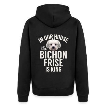 Bichon Frise Gifts - Unisex Premium Organic Zip Hoodie - black - Back - Nico (187cm)