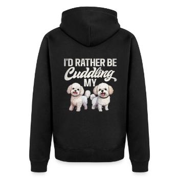 Cadeaux Bichon Frisé - Veste à capuche bio Premium Unisexe - noir - Dos - Nico (187cm)