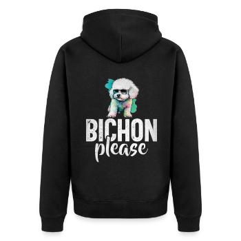Bichon Frise Gifts - Unisex Premium Organic Zip Hoodie - black - Back - Nico (187cm)