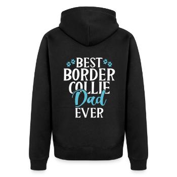 Border Collie Gifts - Unisex Premium Bio Zip Hoodie - Schwarz - Hinten - Nico (187cm)