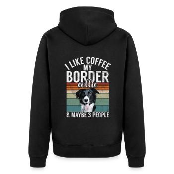 Border Collie Gifts - Unisex Premium Bio Zip Hoodie - Schwarz - Hinten - Nico (187cm)