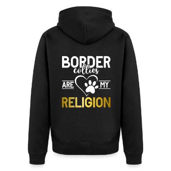 Border Collie Gifts - Unisex Premium Bio Zip Hoodie - Schwarz - Hinten - Nico (187cm)