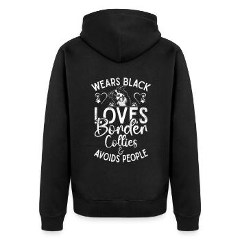 Border Collie Gifts - Unisex Premium Bio Zip Hoodie - Schwarz - Hinten - Nico (187cm)