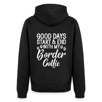Border Collie Gifts - Unisex Premium Bio Zip Hoodie - Schwarz - Hinten - Nico (187cm)