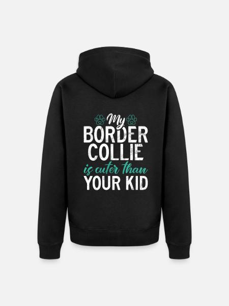 Border Collie Gifts - Unisex Premium Organic Zip Hoodie - black