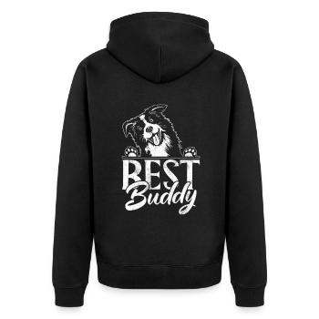 Border Collie Gifts - Unisex Premium Bio Zip Hoodie - Schwarz - Hinten - Nico (187cm)