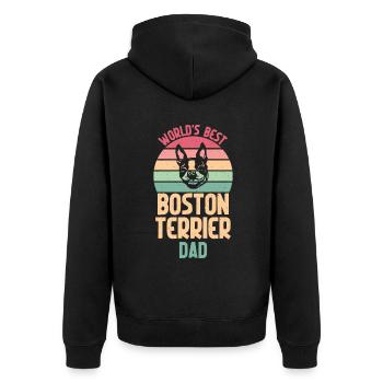Boston Terrier Gifts - Unisex Premium Bio Zip Hoodie - Schwarz - Hinten - Nico (187cm)