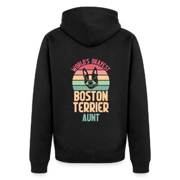 Boston Terrier Gifts - Unisex Premium Bio Zip Hoodie - Schwarz - Hinten - Nico (187cm)
