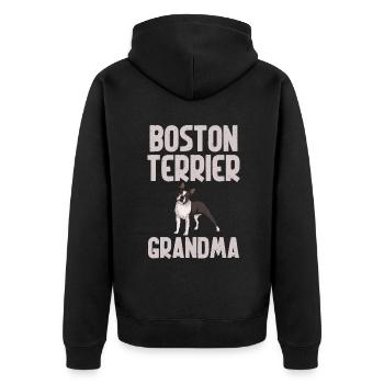 Boston Terrier Gifts - Unisex Premium Bio Zip Hoodie - Schwarz - Hinten - Nico (187cm)