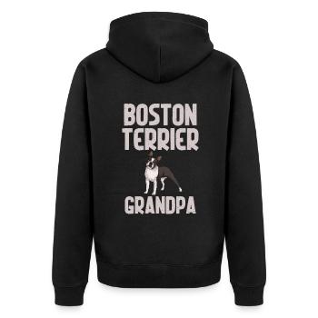 Boston Terrier Gifts - Unisex Premium Bio Zip Hoodie - Schwarz - Hinten - Nico (187cm)