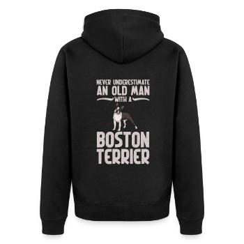 Boston Terrier Gifts - Unisex Premium Bio Zip Hoodie - Schwarz - Hinten - Nico (187cm)