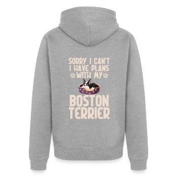Cadeaux Boston Terrier - Veste à capuche bio Premium Unisexe - gris chiné - Dos - Nico (187cm)