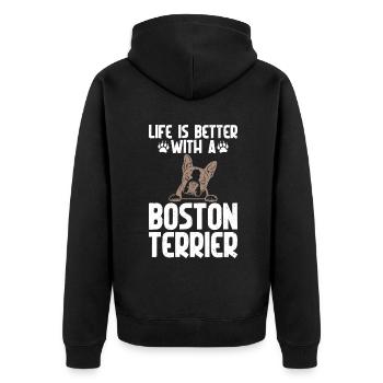 Cadeaux Boston Terrier - Veste à capuche bio Premium Unisexe - noir - Dos - Nico (187cm)