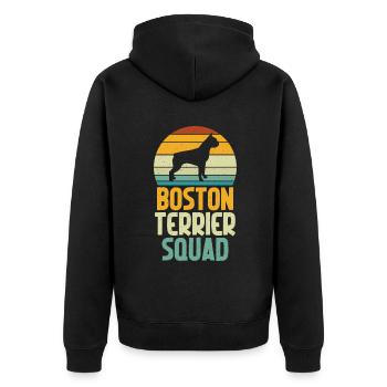 Boston Terrier Gifts - Unisex Premium Bio Zip Hoodie - Schwarz - Hinten - Nico (187cm)