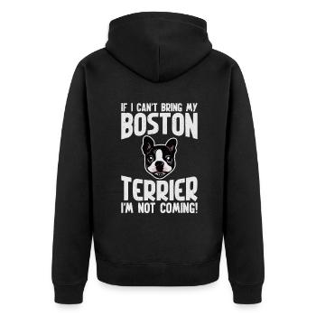 Boston Terrier Gifts - Unisex Premium Bio Zip Hoodie - Schwarz - Hinten - Nico (187cm)