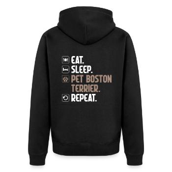 Boston Terrier Gifts - Unisex Premium Bio Zip Hoodie - Schwarz - Hinten - Nico (187cm)