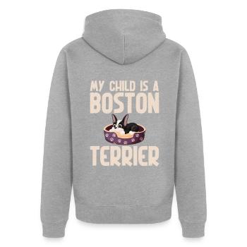 Cadeaux Boston Terrier - Veste à capuche bio Premium Unisexe - gris chiné - Dos - Nico (187cm)