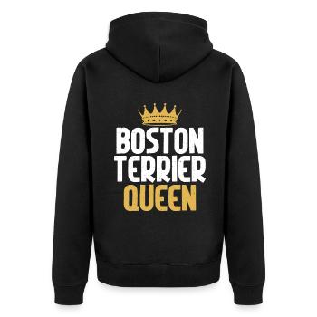 Boston Terrier Gifts - Unisex Premium Bio Zip Hoodie - Schwarz - Hinten - Nico (187cm)