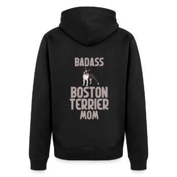 Boston Terrier Gifts - Unisex Premium Bio Zip Hoodie - Schwarz - Hinten - Nico (187cm)
