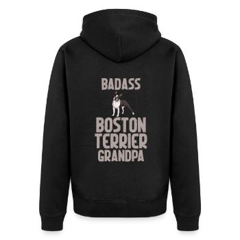 Boston Terrier Gifts - Unisex Premium Bio Zip Hoodie - Schwarz - Hinten - Nico (187cm)
