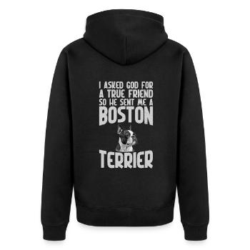 Cadeaux Boston Terrier - Veste à capuche bio Premium Unisexe - noir - Dos - Nico (187cm)