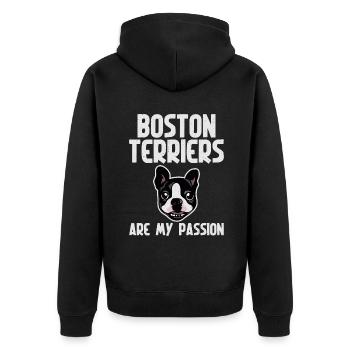 Boston Terrier Gifts - Unisex Premium Bio Zip Hoodie - Schwarz - Hinten - Nico (187cm)