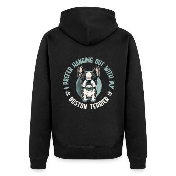 Boston Terrier Gifts - Unisex Premium Bio Zip Hoodie - Schwarz - Hinten - Nico (187cm)