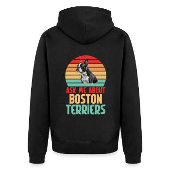Boston Terrier Gifts - Unisex Premium Bio Zip Hoodie - Schwarz - Hinten - Nico (187cm)