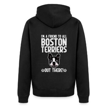Boston Terrier Gifts - Unisex Premium Bio Zip Hoodie - Schwarz - Hinten - Nico (187cm)