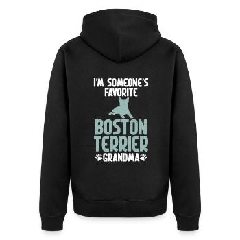Boston Terrier Gifts - Unisex Premium Bio Zip Hoodie - Schwarz - Hinten - Nico (187cm)