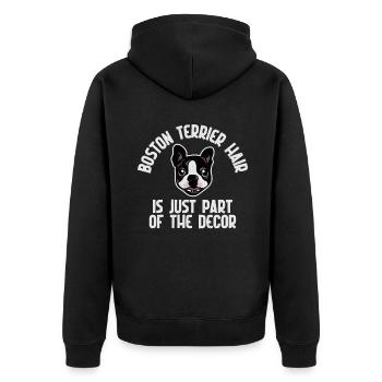 Boston Terrier Gifts - Unisex Premium Bio Zip Hoodie - Schwarz - Hinten - Nico (187cm)