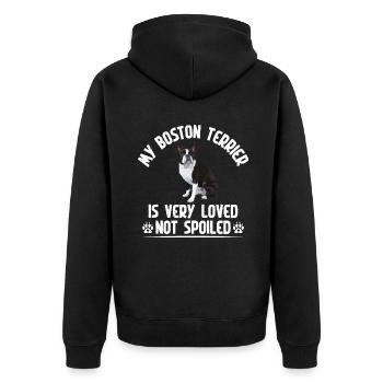 Boston Terrier Gifts - Unisex Premium Bio Zip Hoodie - Schwarz - Hinten - Nico (187cm)