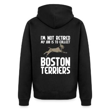 Boston Terrier Gifts - Unisex Premium Bio Zip Hoodie - Schwarz - Hinten - Nico (187cm)