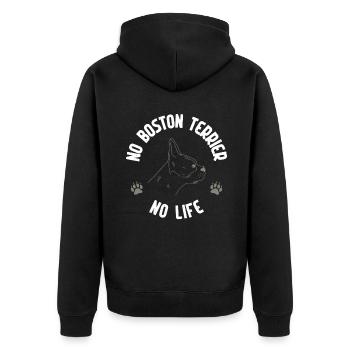 Boston Terrier Gifts - Unisex Premium Bio Zip Hoodie - Schwarz - Hinten - Nico (187cm)