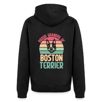 Boston Terrier Gifts - Unisex Premium Bio Zip Hoodie - Schwarz - Hinten - Nico (187cm)