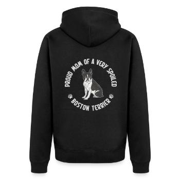 Boston Terrier Gifts - Unisex Premium Bio Zip Hoodie - Schwarz - Hinten - Nico (187cm)