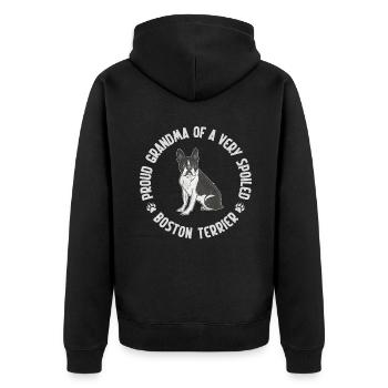 Boston Terrier Gifts - Unisex Premium Bio Zip Hoodie - Schwarz - Hinten - Nico (187cm)