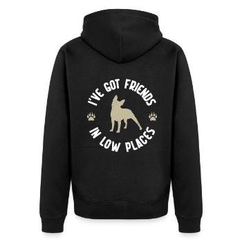 Boston Terrier Gifts - Unisex Premium Bio Zip Hoodie - Schwarz - Hinten - Nico (187cm)