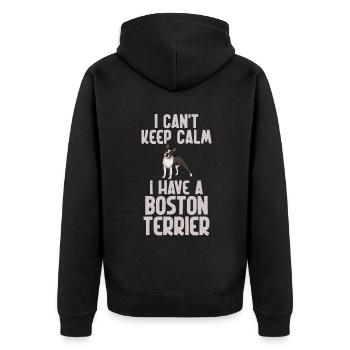Boston Terrier Gifts - Unisex Premium Bio Zip Hoodie - Schwarz - Hinten - Nico (187cm)