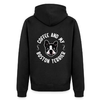 Boston Terrier Gifts - Unisex Premium Bio Zip Hoodie - Schwarz - Hinten - Nico (187cm)