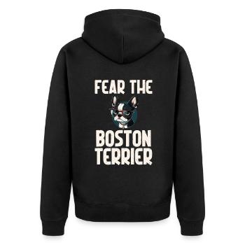 Boston Terrier Gifts - Unisex Premium Bio Zip Hoodie - Schwarz - Hinten - Nico (187cm)