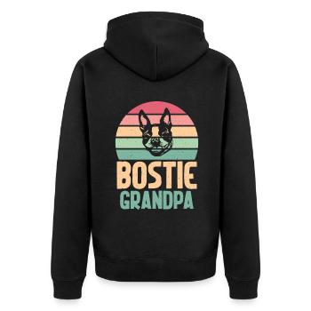 Boston Terrier Gifts - Unisex Premium Bio Zip Hoodie - Schwarz - Hinten - Nico (187cm)