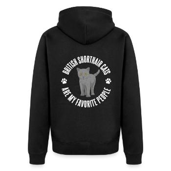 British Shorthair Gifts - Unisex Premium Bio Zip Hoodie - Schwarz - Hinten - Nico (187cm)