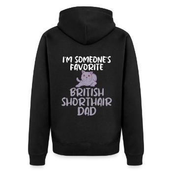 British Shorthair Gifts - Unisex Premium Bio Zip Hoodie - Schwarz - Hinten - Nico (187cm)