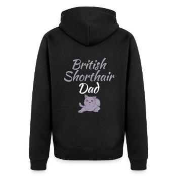 British Shorthair Gifts - Unisex Premium Bio Zip Hoodie - Schwarz - Hinten - Nico (187cm)